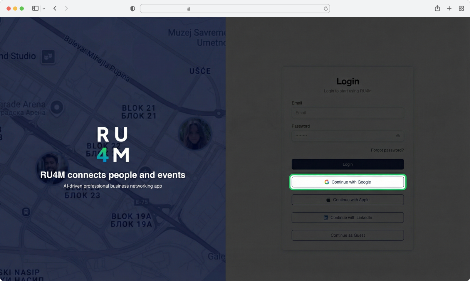 Click the Continue with Google button