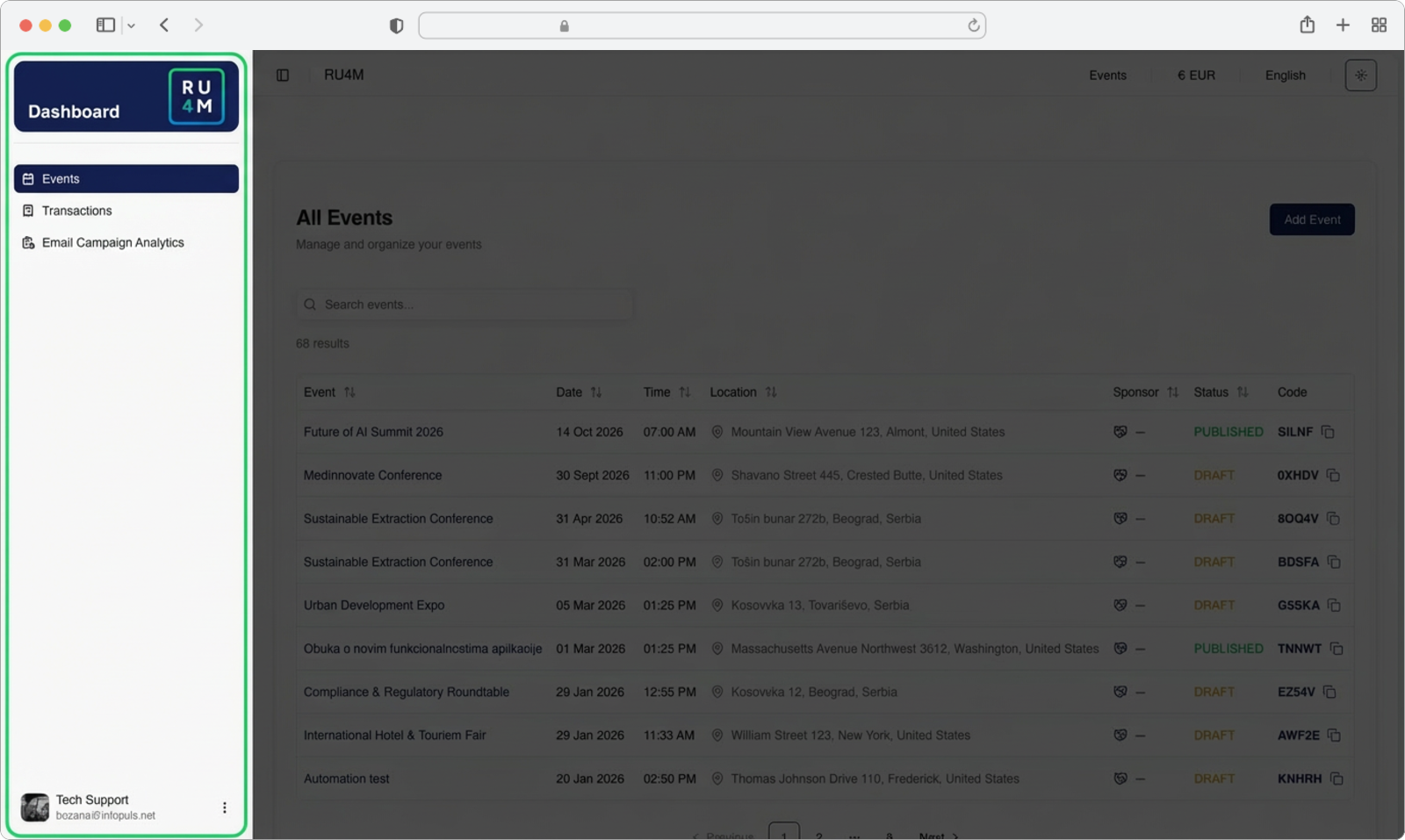 Hover over the sidebar to see all menu options