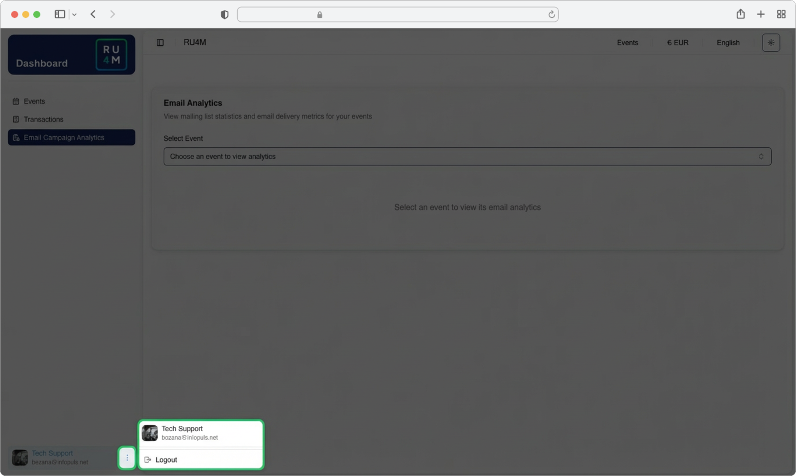 Click the three-dot menu next to your name and select Logout
