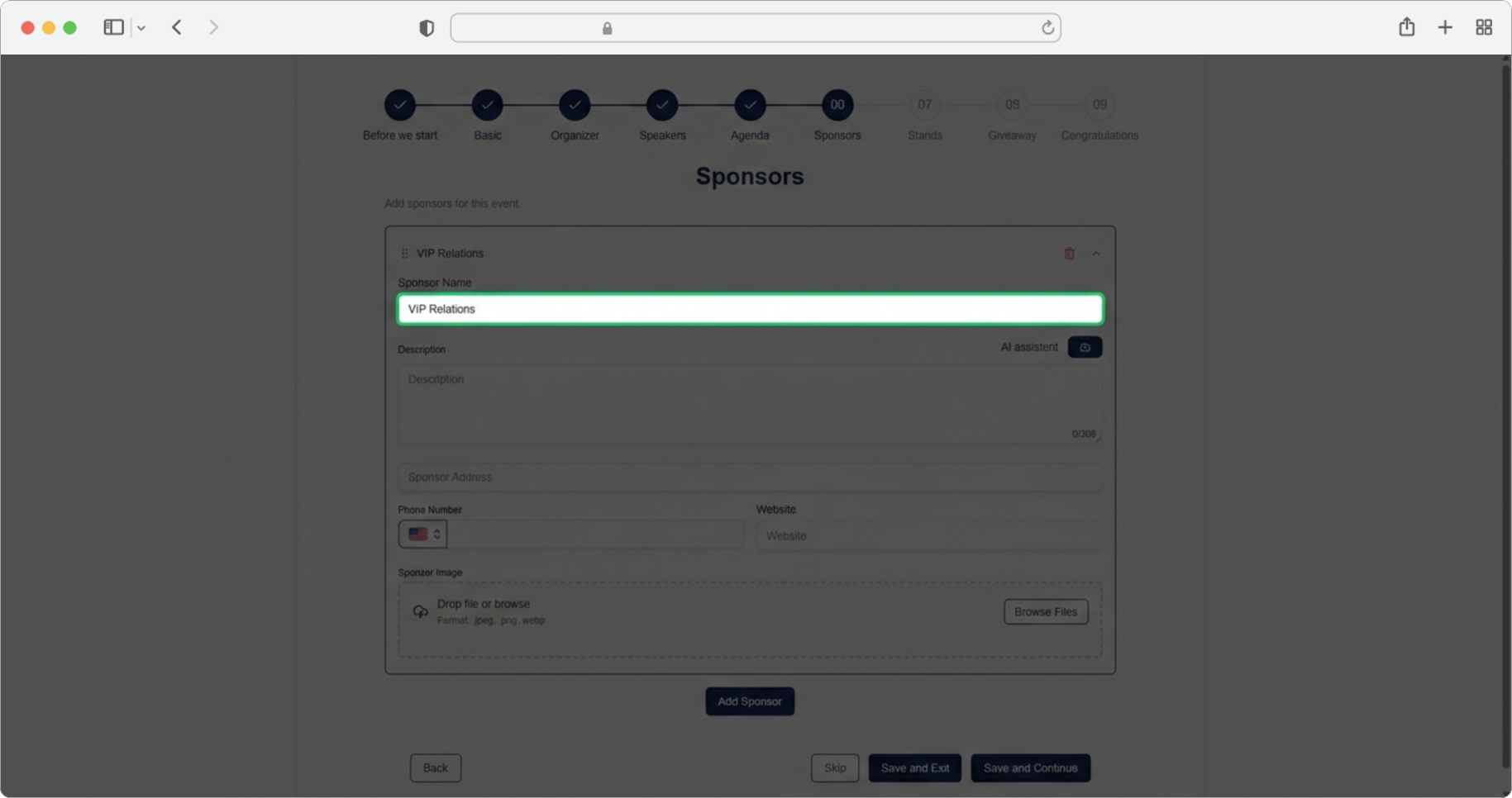 Enter the sponsor's name