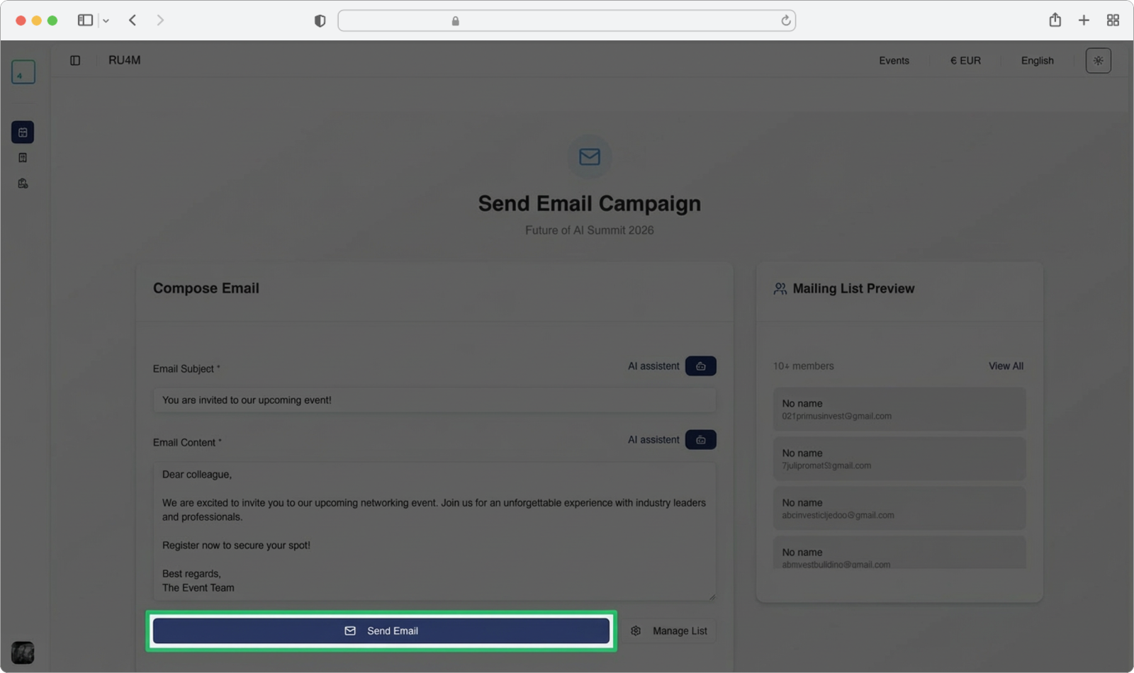 Review your campaign and click Send Email